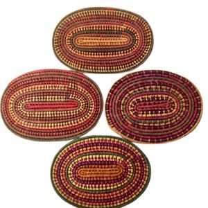 Woven Jute Placemats Multi Color Set of Four